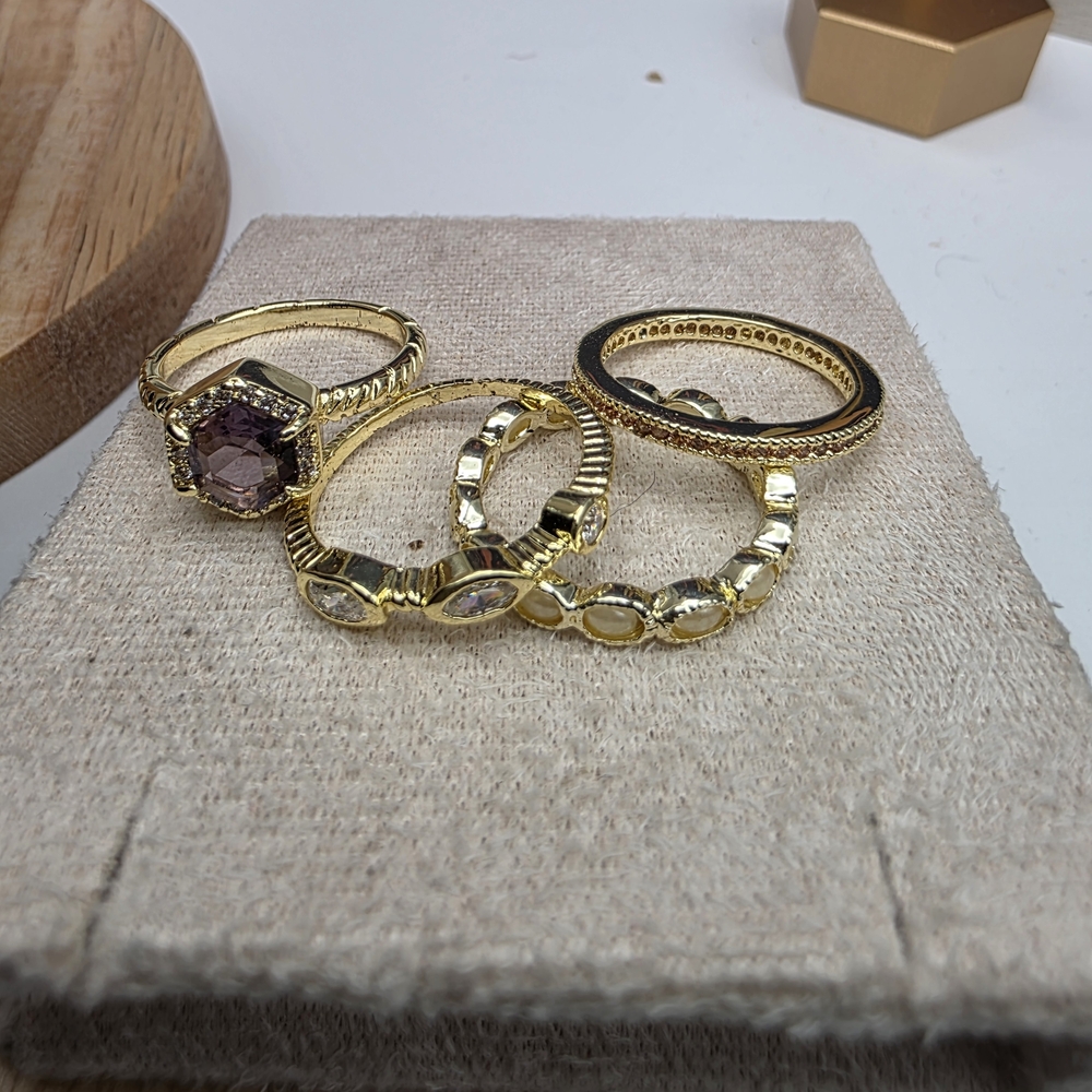 Gold and Purple Stackable Ring Set (831)